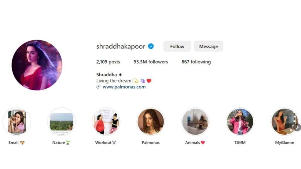 Shraddha Kapoor Instagram followers 